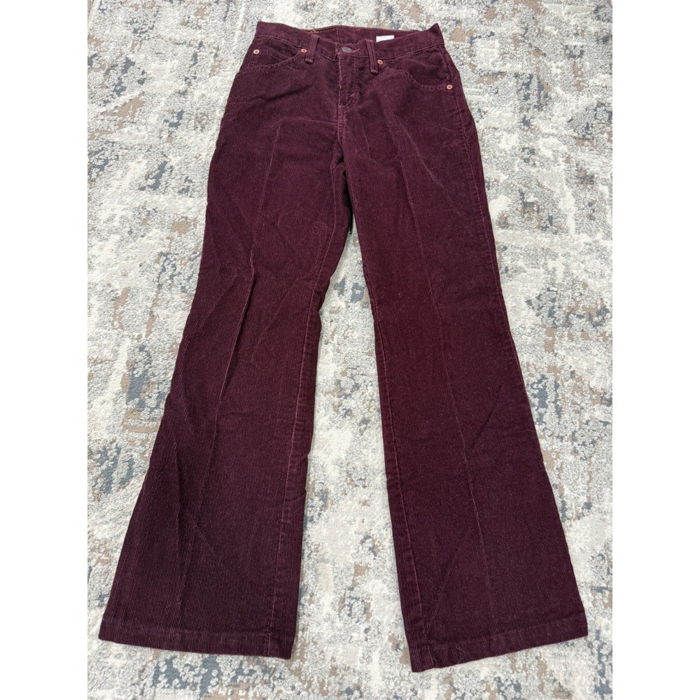 Vintage Levis 917 Boot Cut Corduroy Pants Burgundy Wine High Rise Womens 3 Med